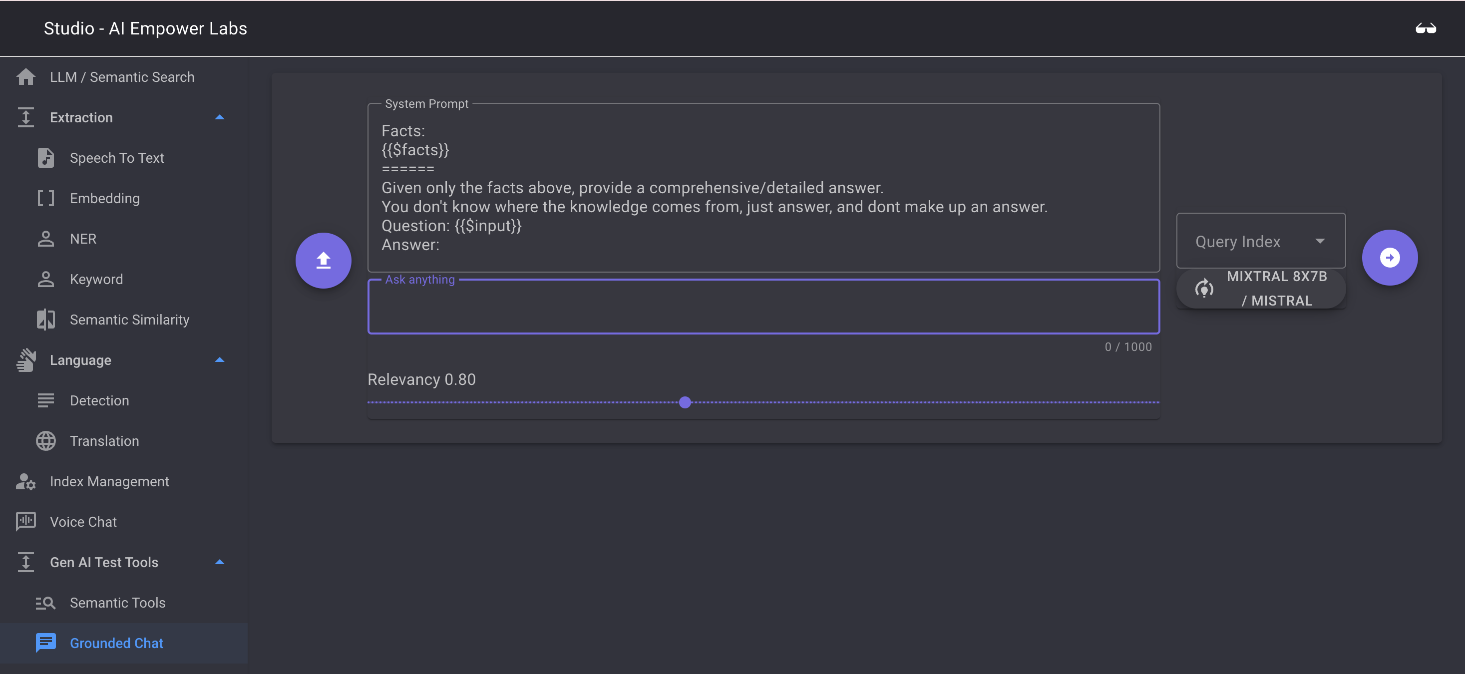 Grounded chat test tool